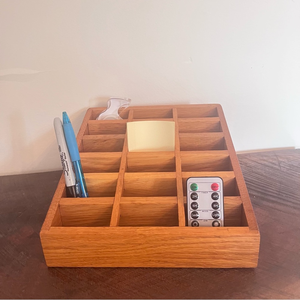 Retro Wooden Desk Organizer